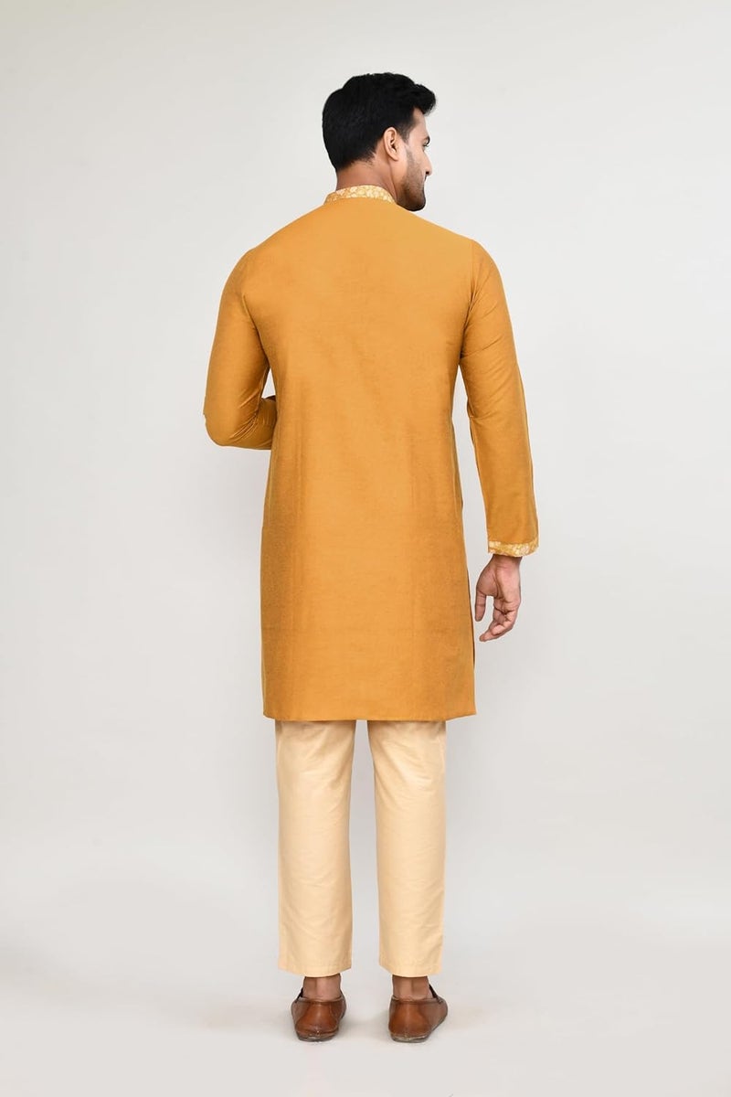 Polyfab Hathkargha Men’s Cotton Kurta & Pyajama Set with Embroidered Neck & Cuff | Traditional Ethnic Wear for Festivals & Weddings | Full Sleeve Straight Kurta Pajama Set for Men - Multi (Size - XS to XXL) - Image 2